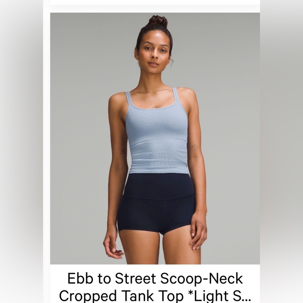 Like NEW Lululemon Light Blue Willow Ribbed Tank Crop Top